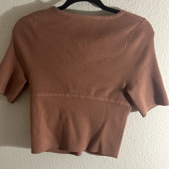 Free People Sz L Intimately Short Sleeve Sweetheart Soft Knit  Crop Top NWOT - Picture 6 of 6